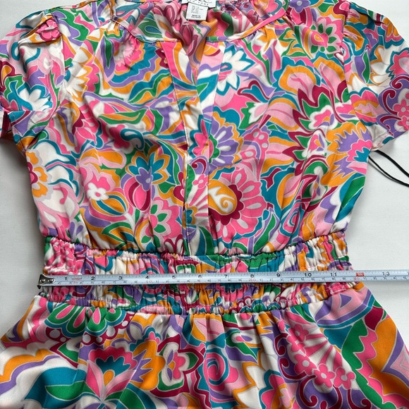 NEW Nicole Miller Vibrant Multicolor Mini Dress. Silky feel. Size XS - Picture 5 of 9